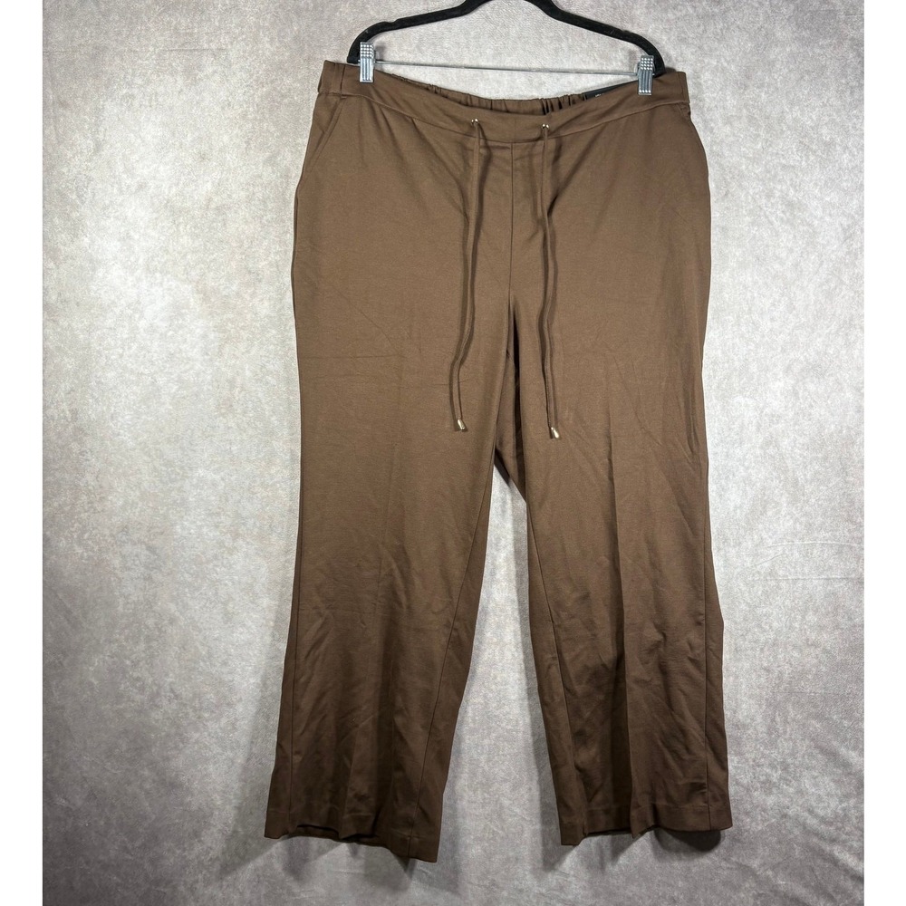 Jones New York Pull‎ On Pants Womens Size 1X Brown Ankle Straight Drawstring NEW